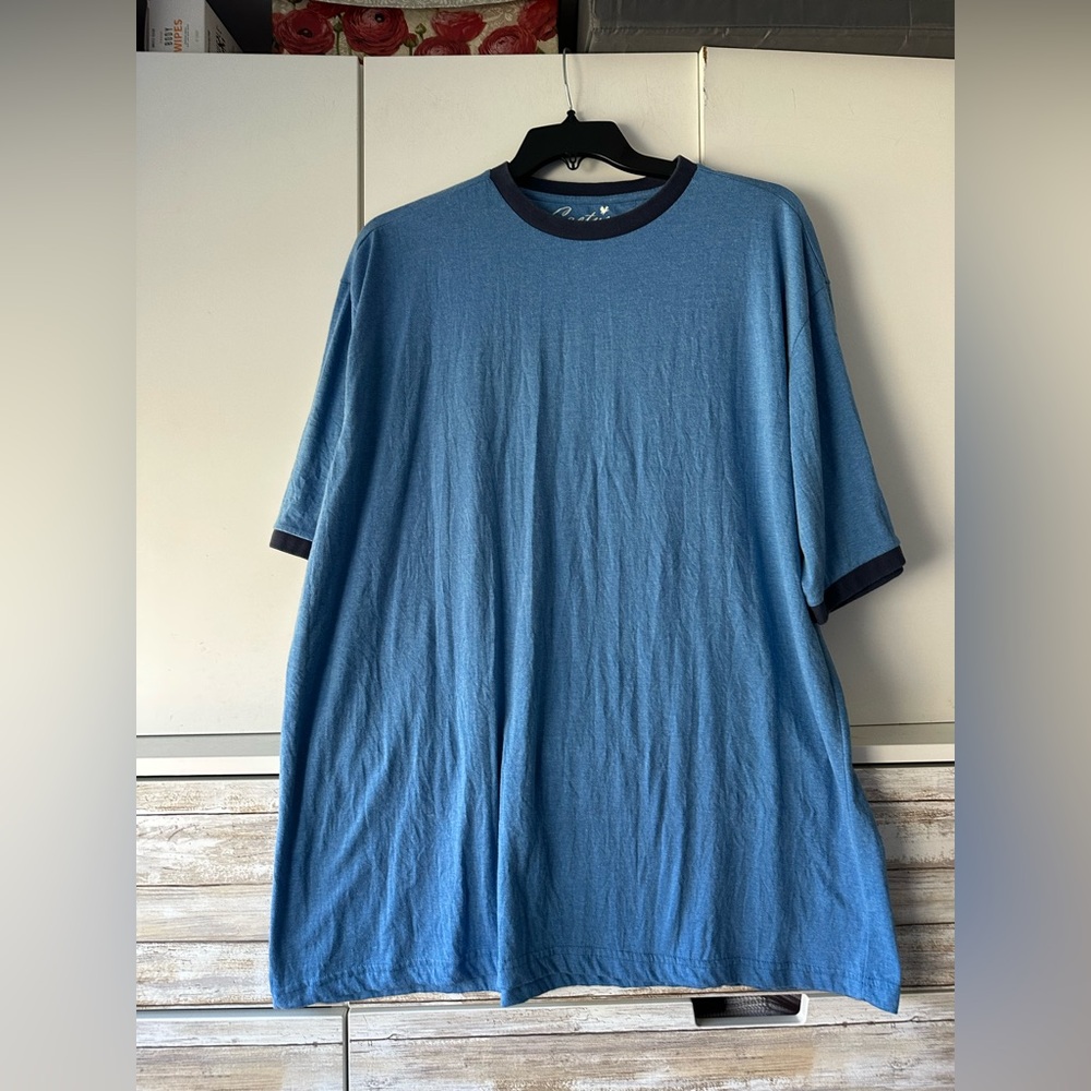 👕 Cactus Blue Ringer Tee Contrast Trim Short Sleeve T-Shirt Mens 3XL